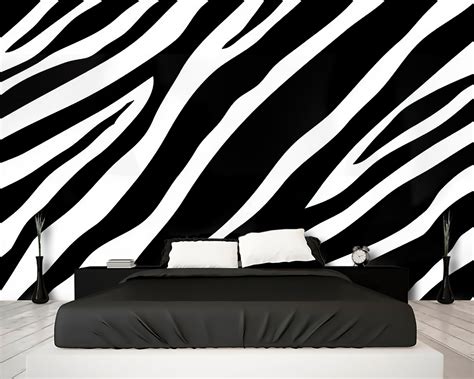 Wallpaper Art Black and White Zebra Wallcovering on Non-woven - Etsy