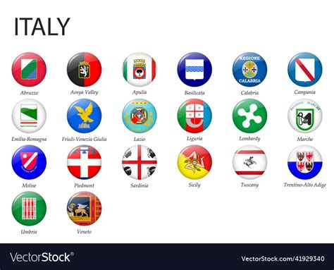 All flags of regions of italy Royalty Free Vector Image