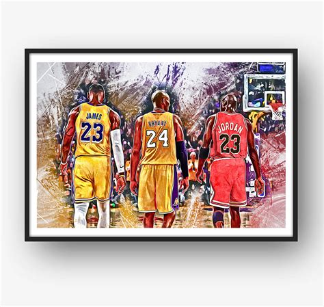 Lebron James Kobe Bryant Michael Jordan Basketball - Etsy UK