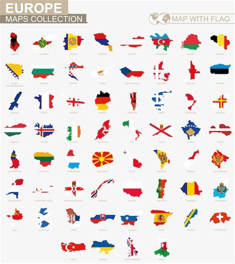 Premium Vector | Map with flag European countries collection.