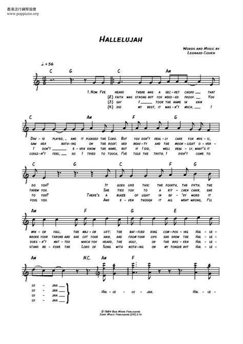 Hallelujah Piano Sheet Music Free Printable