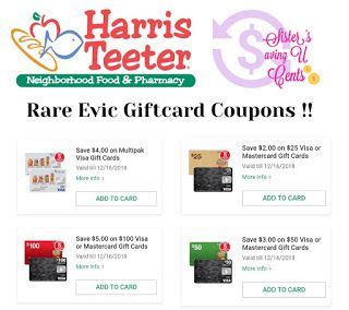 SistersSavingUCents: Rare Harris Teeter Gift Card Evics Coupons ! (With images) | Gift card ...