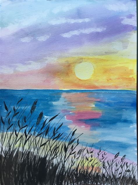 Sunset. Watercolor. 11x15" My art. | Painting, Watercolor landscape paintings, Watercolor ...