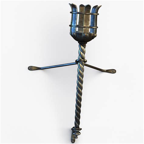 3d metal medieval torch model | Metal lamp, 3d metal, Torch