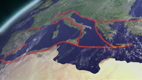 Fault lines in the Mediterranean, animation - Stock Video Clip - K010 ...