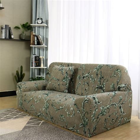 Floral Sofa Covers Stretch Thick 2 Seater Slipcover Couch Covers Khaki ...