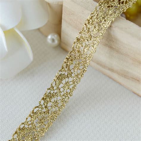 20 yard 1.8cm 0.7" wide gold lace trim ribbon L22K418 free ship | Costume Fabrics | Gold lace ...