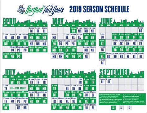 Hartford Yard Goats 2022 Printable Schedule - Printable Schedule