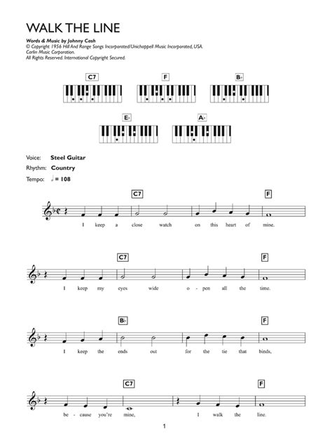 I Walk The Line By Johnny Cash Digital Sheet Music For Score (Chords ...