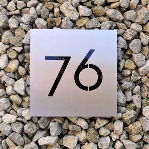 Modern House Number Plaque Square Neutra Font | Etsy | House numbers, Modern house number, House ...