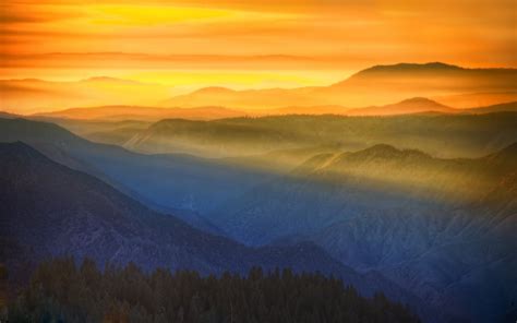 #4552125 nature, sunset, mountains, yellow, sun rays, Yosemite National ...