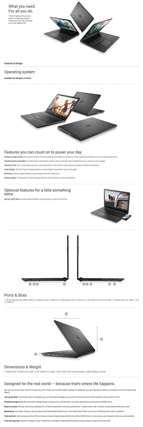 Dell Inspiron 15 3567 15.6-in HD, Anti-glare Intel Core i3-7020U/4GB ...