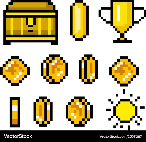 Pixel art 8 bit objects retro game assets set Vector Image