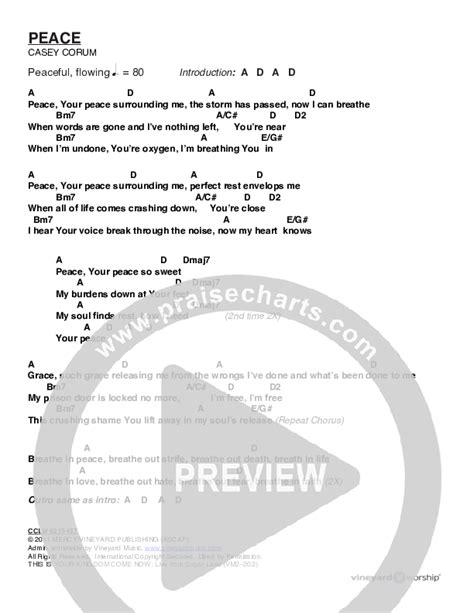 Peace Chords PDF (Casey Corum) - PraiseCharts