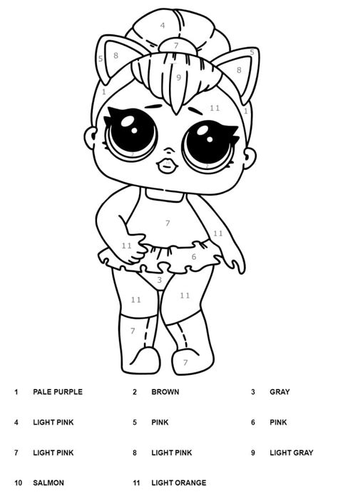 Kitty Queen LOL Surprise Color by Number Coloring Page - Free Printable ...