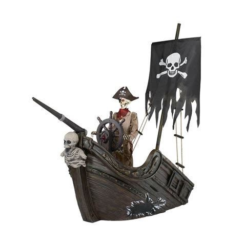 Home Accents Holiday 116 in. Pirate Ship with Animated Steer Wheel ...