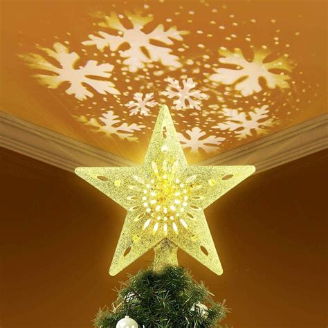 Christmas Tree Topper Lighted Star Tree Toppers with LED Rotating ...