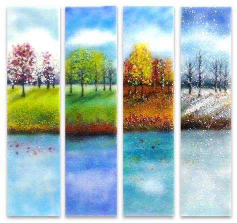 Four Seasons Glass Wall Art by Anne Nye (Art Glass Wall Art) | Artful ...