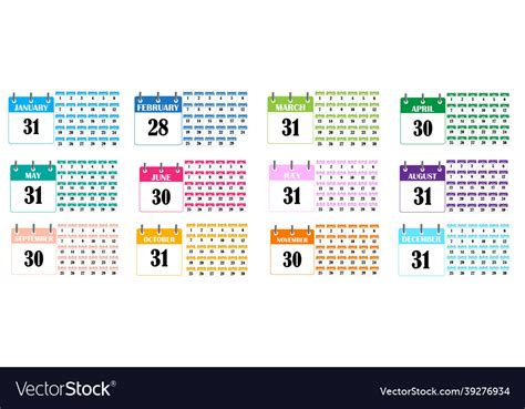 Color calendar icon planner template planner Vector Image