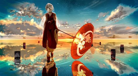 Rin Kagamine in Traditional Attire - Sunset Reflection HD Wallpaper by ...