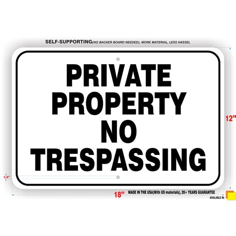 Private Property No Trespassing White Aluminum Self Supporting Sign – No Trespassing Signs