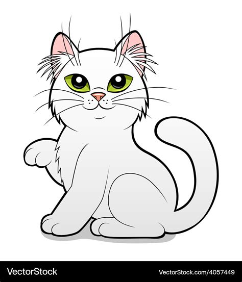 Cartoon white cat Royalty Free Vector Image - VectorStock