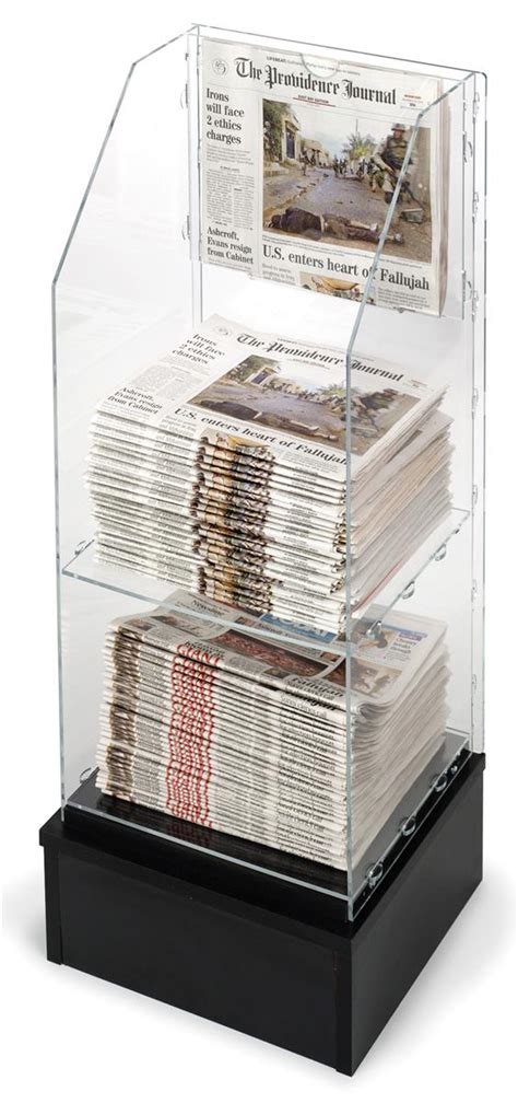 Free Standing Newspaper Rack | Acrylic w/ Black Base