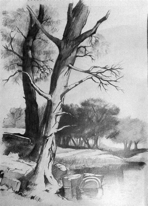 Landscape Drawings In Pencil | Pencil and Canvas: Landscape in pencil. #LandscapeDrawing ...