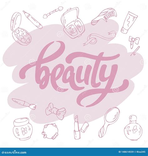 Lettering Beauty Word on White Background Stock Vector - Illustration of holiday, drawn: 148614559