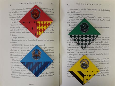 Origami Corner Bookmarks inspired by Harry Potter Houses