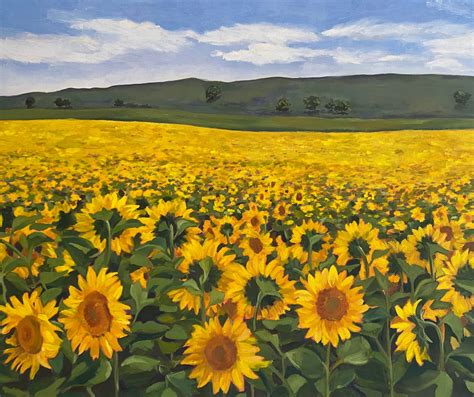 Sunflower Field Original Oil Painting Sunflowers Wall Art - Etsy