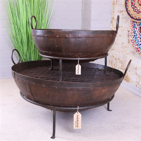 Vintage Kadai Bowl with Stand Garden Fire Pit Bowls – Maravi