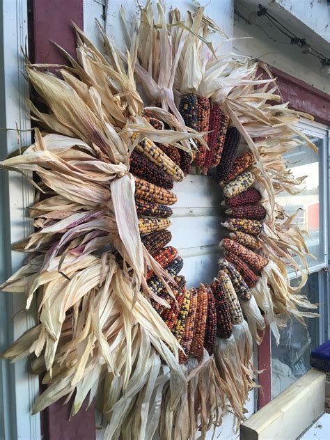 Indian Corn Wreath made out of a wire frame, Indian corn and florist wire. | Indian corn wreath ...