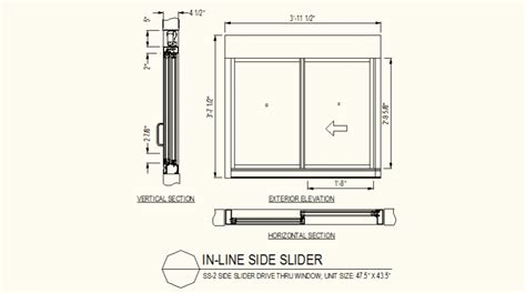 Slider window detail elevation and section detail dwg file - Cadbull