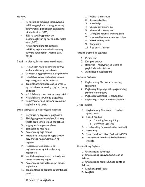 Prelims - Lecture Notes & Reviewer in Filipino 1 - FILIPINO Isa sa ...