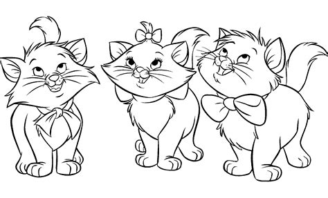 Three little cats - The Aristocats Coloring Pages for Kids