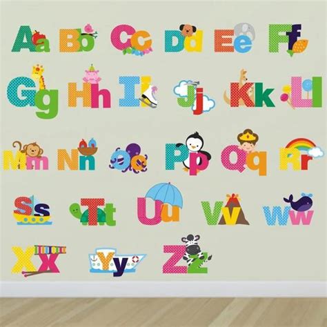 Calcomanías de pared del alfabeto Pegatinas de pared del - Etsy España | Alphabet letters wall ...