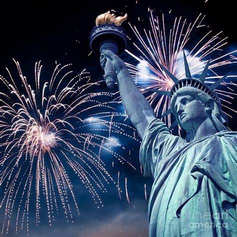 Statue of Liberty and Fireworks. Night celebration Photography by Delphimages. Wall art, prints ...