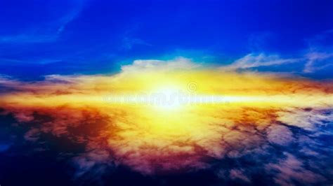 Beautiful Sunset . Beautiful Heavenly Landscape with the Sun in the Clouds . Stock Image - Image ...