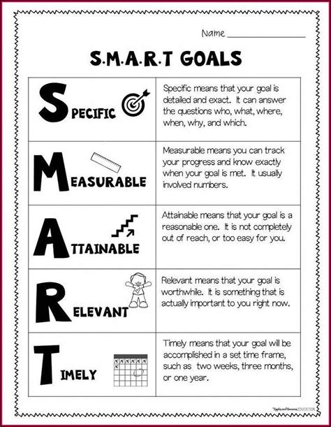 Smart Goal Worksheet Kids