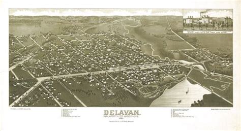 Historic Map of Delavan, WI - 1884 | Walworth, Delavan wisconsin ...