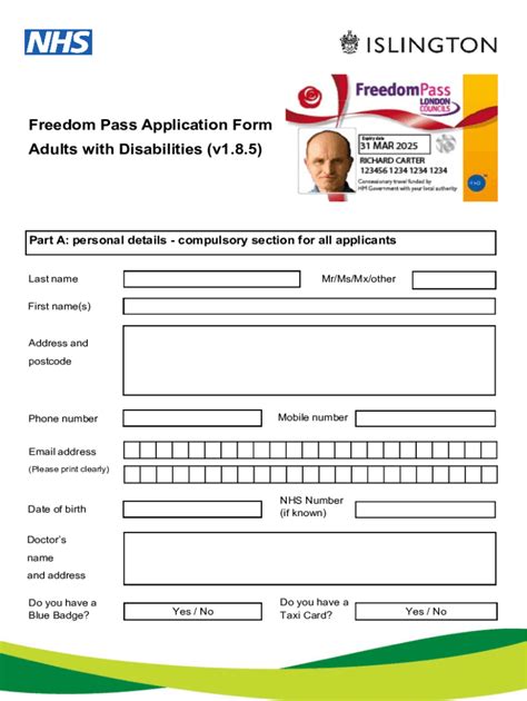 Fillable Online Freedom Pass Application Form Adults with Disabilities (v1.8.5) Fax Email Print ...