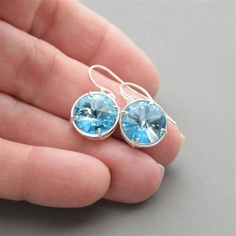 March Birthstone Earrings Silver Aquamarine Earrings for Mom - Etsy