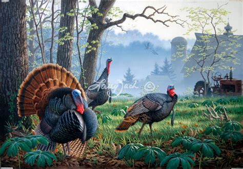 Foggy Morning Trio - Wild Turkey – Larry Zach Wildlife Art
