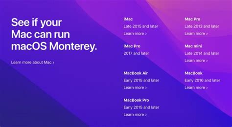 macOS Monterey Compatible Mac List