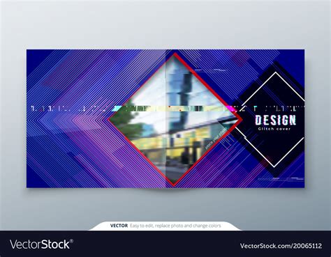 Trendy glitch cover design template for square Vector Image