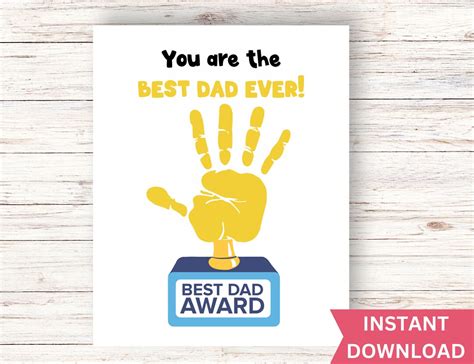 Father's Day Handprint Trophy Father's Day Gift Handprint Art Father's Day Handprint Craft Diy ...