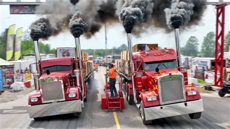 SEMI TRUCKS Drag Racing with 120,000 lbs Trailers! - YouTube