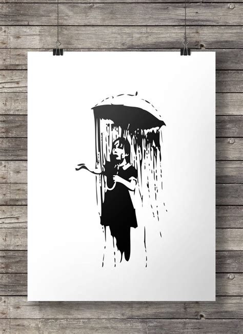 Banksy style 'Umbrella girl' Printable wall art | Etsy