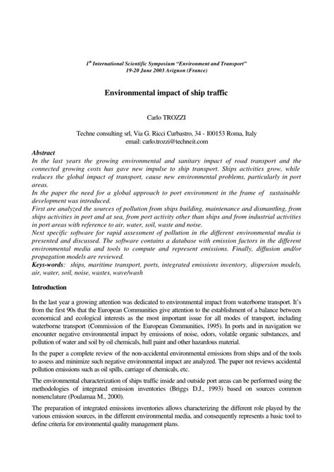 (PDF) Environmental impact of ship traffic